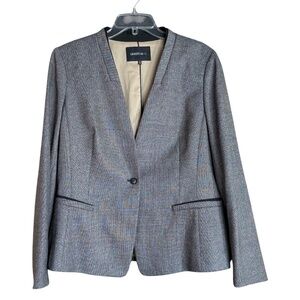 Lafayette 148 New York Wool & Silk Heathered Gray Collarless Blazer Women’s 16